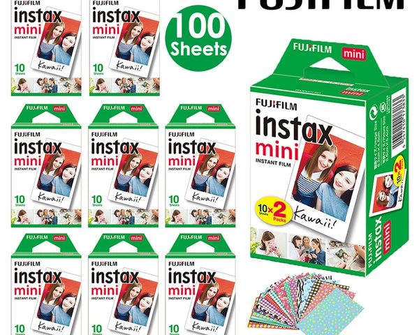 Fujifilm Instax Mini Film White 10 20 40 60 80 100 Sheets For FUJI Instant Photo Camera Mini 12/11 + Free Stickers（expiry-2024）