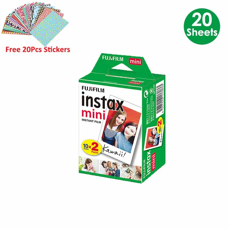 Fujifilm Instax Mini Film White 10 20 40 60 80 100 Sheets For FUJI Instant Photo Camera Mini 12/11 + Free Stickers（expiry-2024）