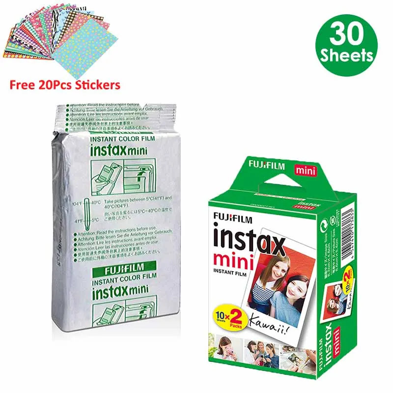 Fujifilm Instax Mini Film White 10 20 40 60 80 100 Sheets For FUJI Instant Photo Camera Mini 12/11 + Free Stickers（expiry-2024）