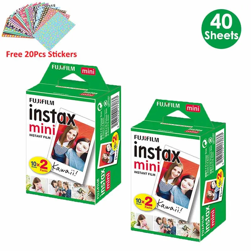 Fujifilm Instax Mini Film White 10 20 40 60 80 100 Sheets For FUJI Instant Photo Camera Mini 12/11 + Free Stickers（expiry-2024）